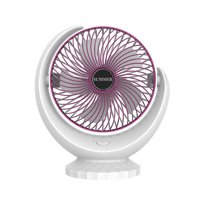 Ventilator de birou cu clemă, alimentare USB, baterie încorporată 1000–1200 mAh, motor brushless, 5 palete, 3 viteze