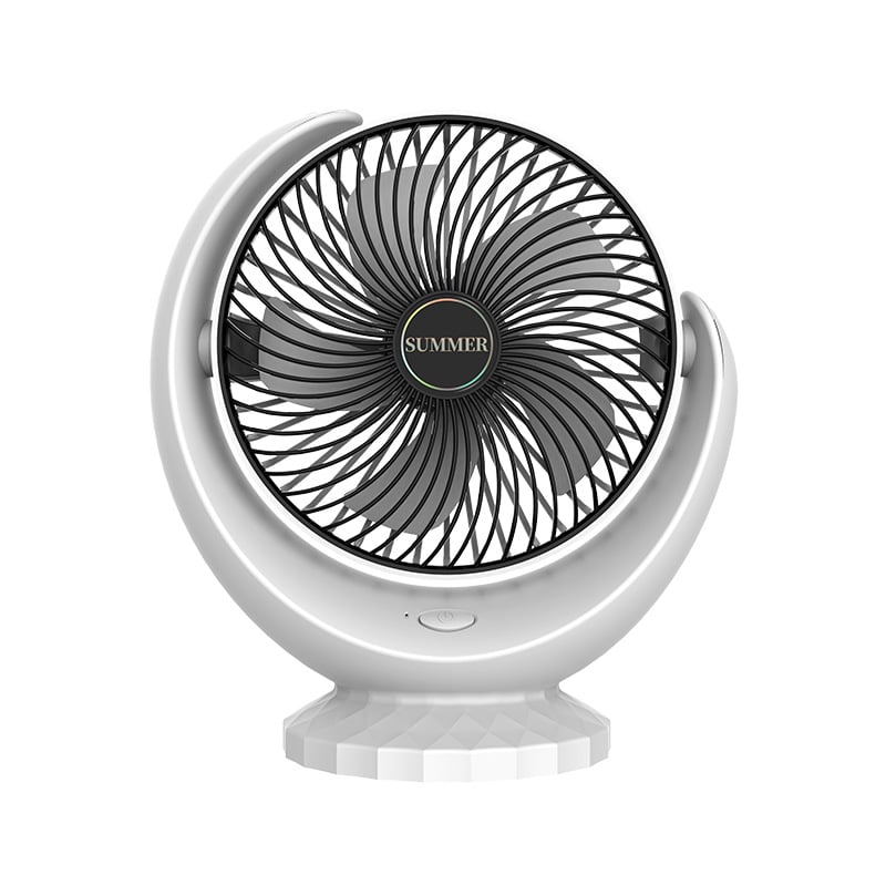 Ventilator de birou cu clemă, alimentare USB, baterie încorporată 1000–1200 mAh, motor brushless, 5 palete, 3 viteze