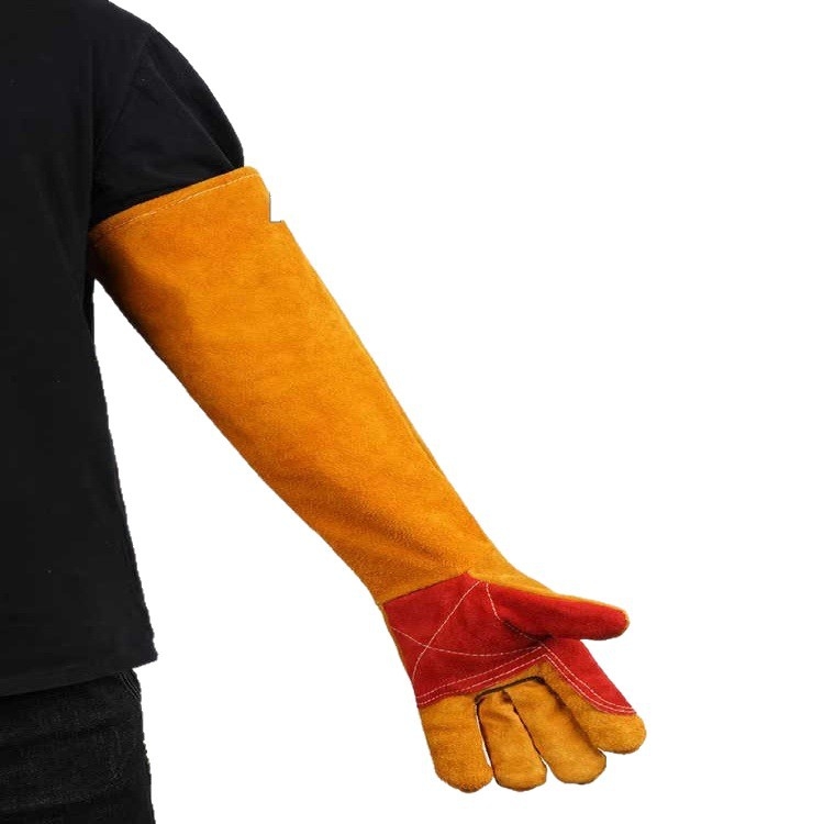 Γάντια συγκόλλησης – Δέρμα αγελάδας, παχιά, χωρίς ραφές, ανθεκτικά στη φθορά και στα εγκαύματα, προστασία από υψηλές θερμοκρασίες για τους συγκολλητές