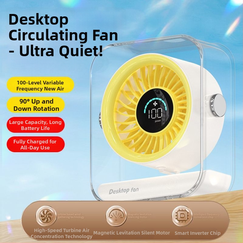 Stolni ventilator – bez lopatica, tih, 3 brzine, zamjenjiva baterija 300–500 mAh, bežično punjenje