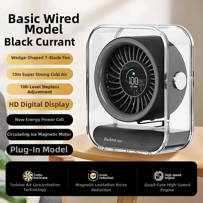 Stolni ventilator – bez lopatica, tih, 3 brzine, zamjenjiva baterija 300–500 mAh, bežično punjenje