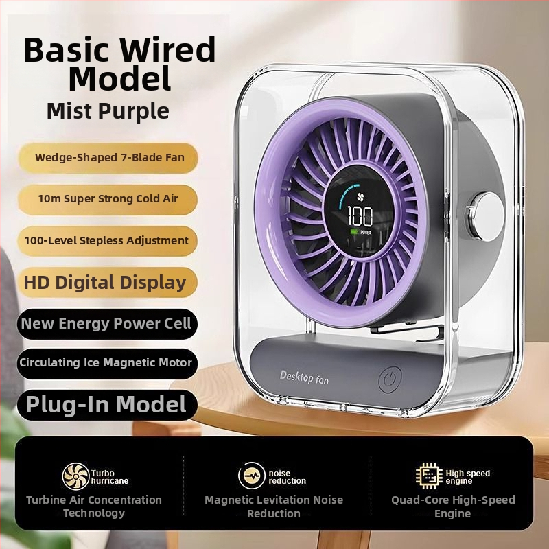 Stolni ventilator – bez lopatica, tih, 3 brzine, zamjenjiva baterija 300–500 mAh, bežično punjenje