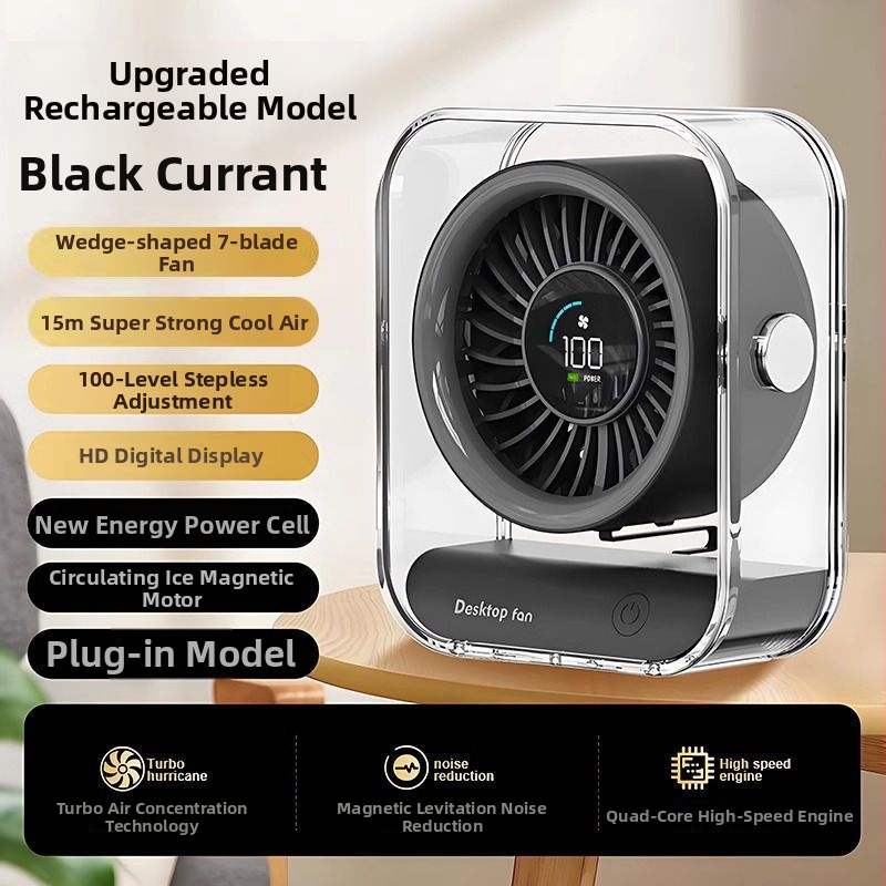 Stolni ventilator – bez lopatica, tih, 3 brzine, zamjenjiva baterija 300–500 mAh, bežično punjenje