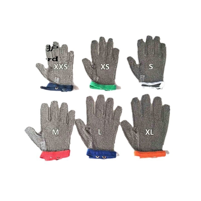 Petoprstne rukavice otporne na rez od 304 nehrđajućeg čelika s žicom – Henglong, za klanje, drvnu industriju i industriju stakla