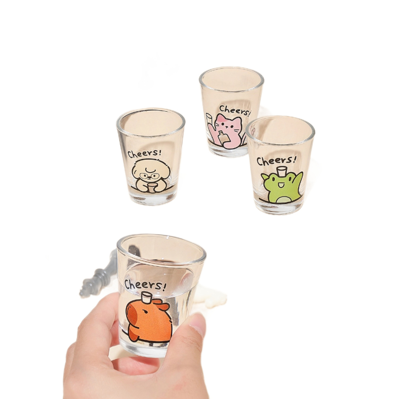 Set čaša za vino, 4 komada, dizajn šteneta i mačke, svjež i sladak stil, kapacitet 1–100 ml, tisk logotipa dostupan, pakiranje u boji