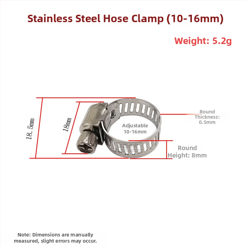 Spona na hadicu z nehrdzavejúcej ocele, americký štýl, plynové pripojenie; Menovitý priemer: podľa obrázka; Upevňovací priemer: podľa obrázka