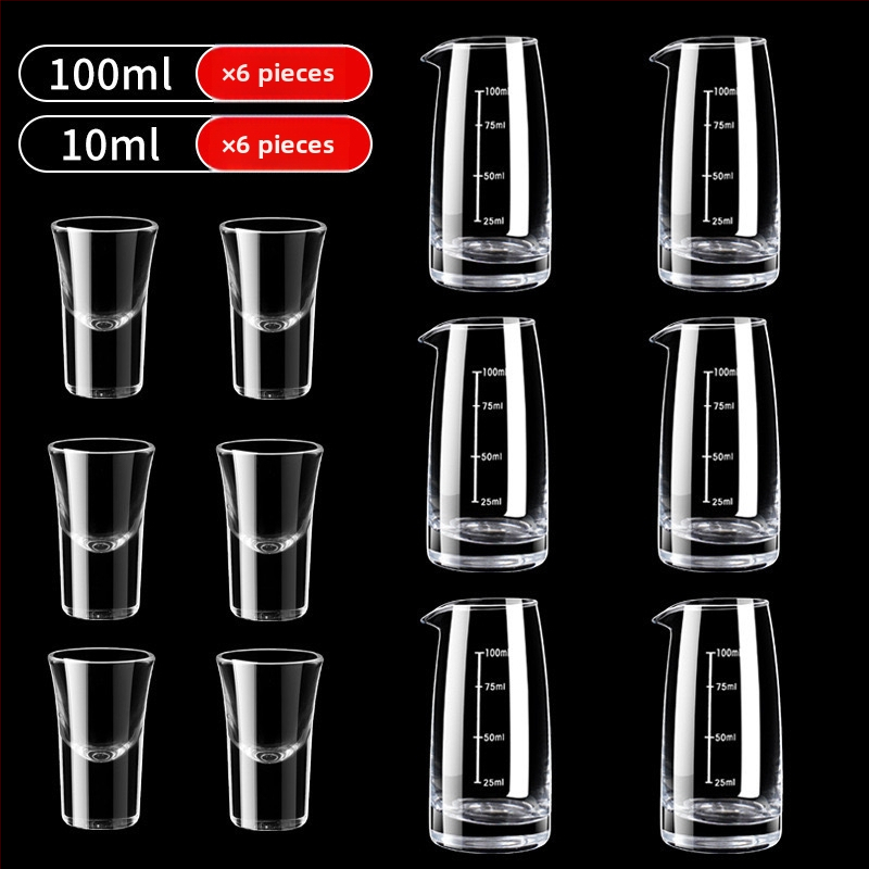 Stakleni set za vino u kineskom stilu – 10-dijelni za kućnu i restoransku upotrebu, s dvostrukim mjernim oznakama i tiskom logotipa