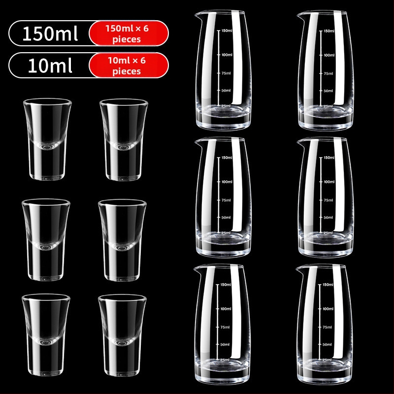 Stakleni set za vino u kineskom stilu – 10-dijelni za kućnu i restoransku upotrebu, s dvostrukim mjernim oznakama i tiskom logotipa