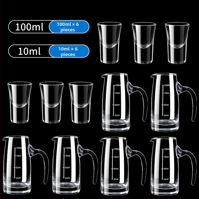 Stakleni set za vino u kineskom stilu – 10-dijelni za kućnu i restoransku upotrebu, s dvostrukim mjernim oznakama i tiskom logotipa