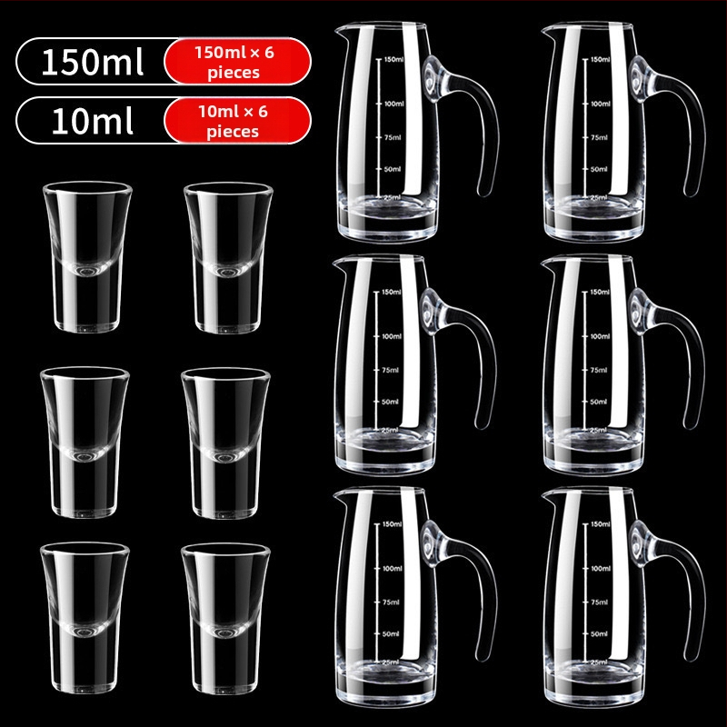 Stakleni set za vino u kineskom stilu – 10-dijelni za kućnu i restoransku upotrebu, s dvostrukim mjernim oznakama i tiskom logotipa