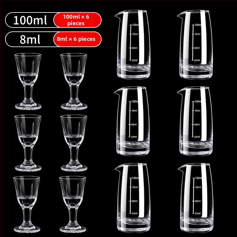 Stakleni set za vino u kineskom stilu – 10-dijelni za kućnu i restoransku upotrebu, s dvostrukim mjernim oznakama i tiskom logotipa