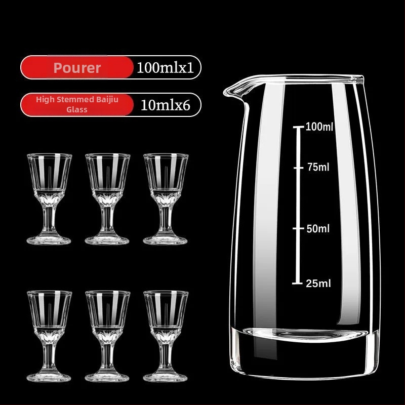 Stakleni set za vino u kineskom stilu – 10-dijelni za kućnu i restoransku upotrebu, s dvostrukim mjernim oznakama i tiskom logotipa