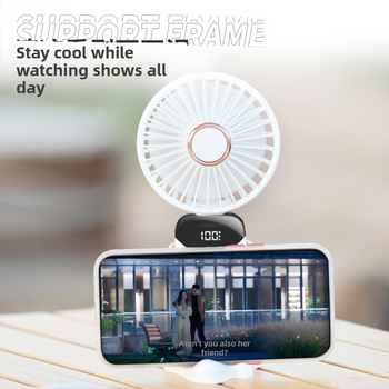 Ručni USB ventilator s ugrađenom baterijom, 5 brzina, 5 lopatica, 5V 2,5W, digitalni zaslon, trajanje baterije više od 12 sati