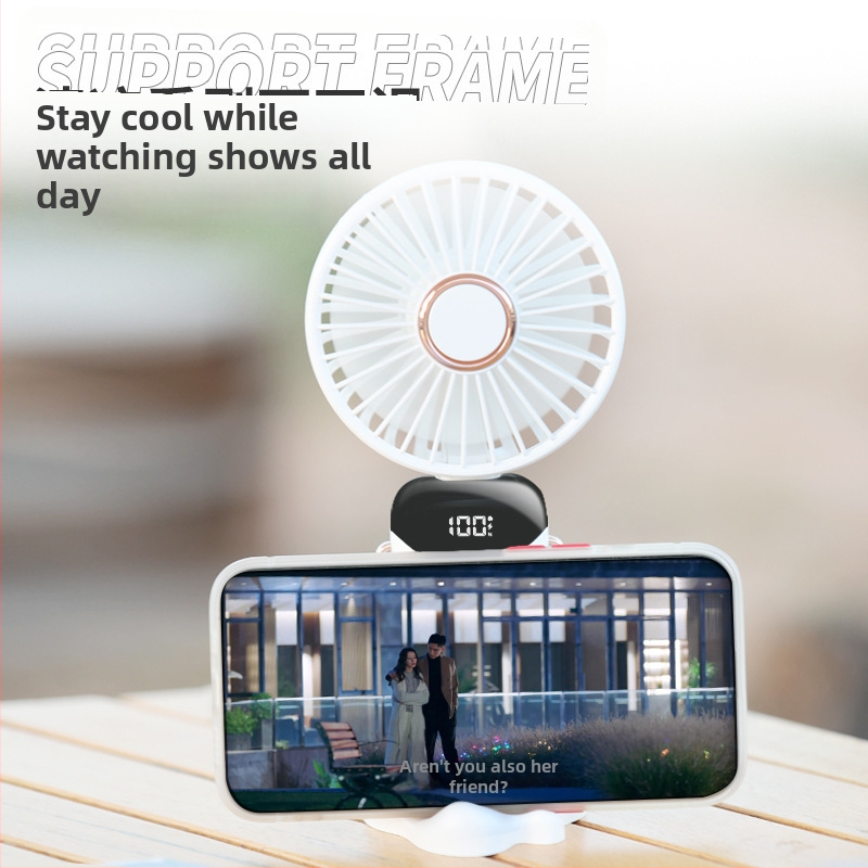 Ručni USB ventilator s ugrađenom baterijom, 5 brzina, 5 lopatica, 5V 2,5W, digitalni zaslon, trajanje baterije više od 12 sati