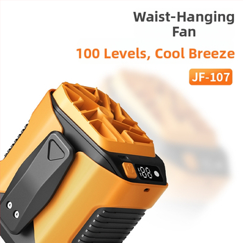 Ventilator na pojasu za vanjsku upotrebu s dugim vijekom trajanja baterije, prijenosni klips-ventilator, USB punjiva baterija, šest lopatica, dimenzije 100×90×80 mm, masa 315 g