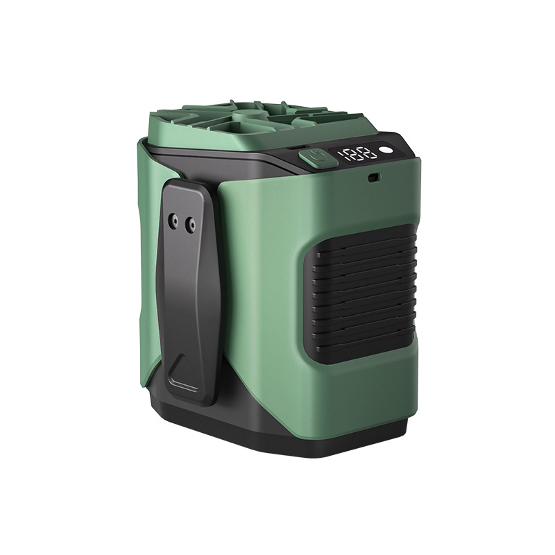 Ventilator na pojasu za vanjsku upotrebu s dugim vijekom trajanja baterije, prijenosni klips-ventilator, USB punjiva baterija, šest lopatica, dimenzije 100×90×80 mm, masa 315 g