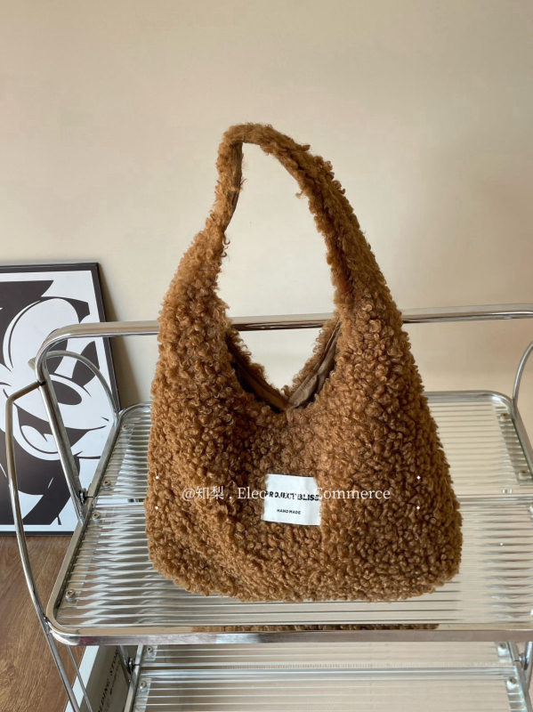 Ženska pliš torbica pletene, oblik polumjeseca, casual retro crossbody torba s poliesterom