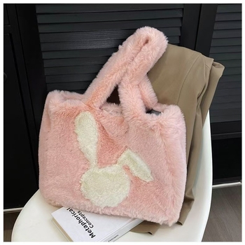 Tote torba s plišanim zekom za žene – premium, velika kapaciteta, jesensko-zimski stil, magnetsko zatvaranje, dvostruke naramenice, džep za telefon, vodoravni kvadratni oblik
