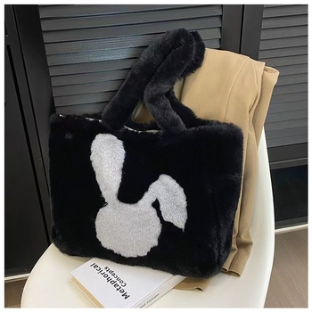 Tote torba s plišanim zekom za žene – premium, velika kapaciteta, jesensko-zimski stil, magnetsko zatvaranje, dvostruke naramenice, džep za telefon, vodoravni kvadratni oblik