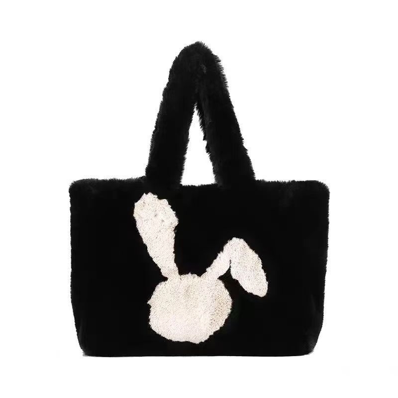 Tote torba s plišanim zekom za žene – premium, velika kapaciteta, jesensko-zimski stil, magnetsko zatvaranje, dvostruke naramenice, džep za telefon, vodoravni kvadratni oblik