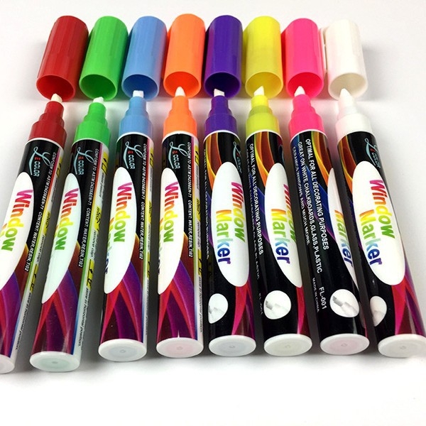 FL-001 Plastični izbrisivi marker za LED ploču – jednostrani vrh, otisak logotipa OK