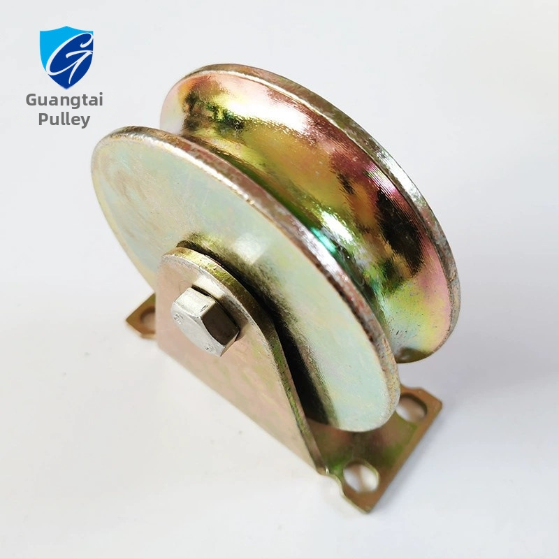 Roată de șină pentru porți glisante și șine: tipuri V/U/H/T, material oțel color, ghidaj șină, raze multiple ale canelurii pentru frânghie, sarcină maximă 30, personalizare disponibilă