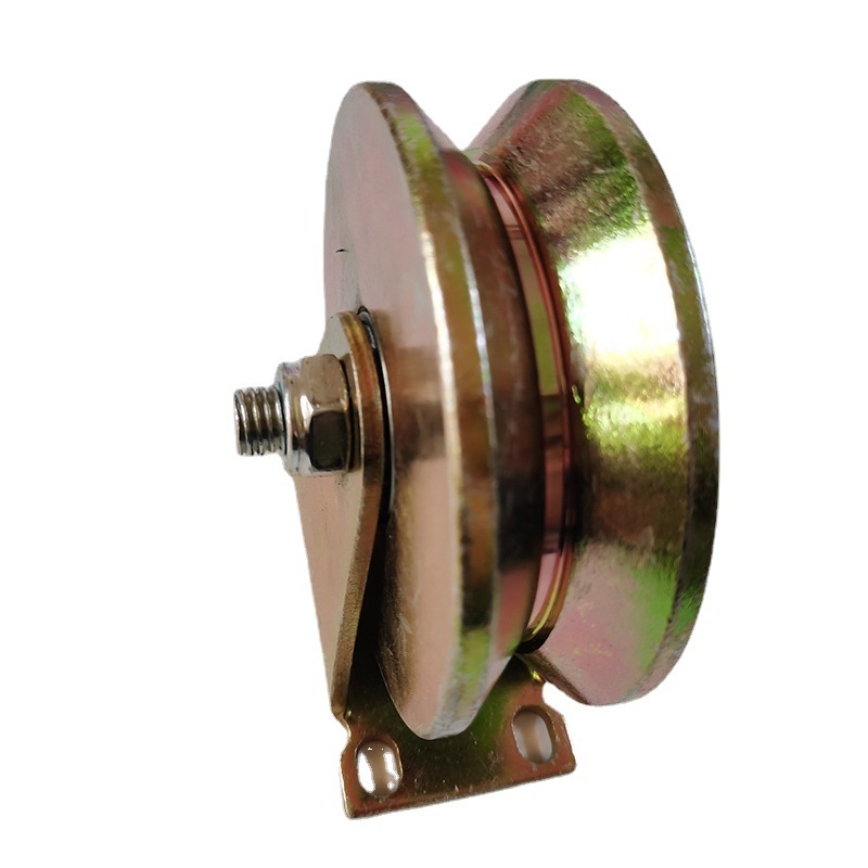 Roată de șină pentru porți glisante și șine: tipuri V/U/H/T, material oțel color, ghidaj șină, raze multiple ale canelurii pentru frânghie, sarcină maximă 30, personalizare disponibilă