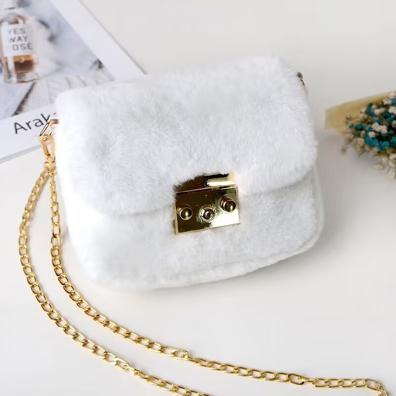 Pliš kvadratna crossbody torba s poklopcem i lancem remenom, unisex, džep za telefon, podstava od sintetičke kože, jesen 2023