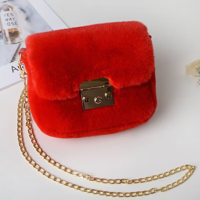 Pliš kvadratna crossbody torba s poklopcem i lancem remenom, unisex, džep za telefon, podstava od sintetičke kože, jesen 2023