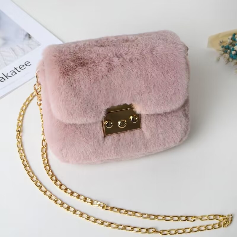 Pliš kvadratna crossbody torba s poklopcem i lancem remenom, unisex, džep za telefon, podstava od sintetičke kože, jesen 2023