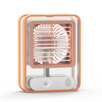 Mini ventilator za hlađenje sa sprejem, USB punjenje — prenosni ventilator s 3 lopaticama, bezčetkasti motor, 3 brzine, izmjenjiva baterija 800–1000 mAh, buka ispod 36 dB