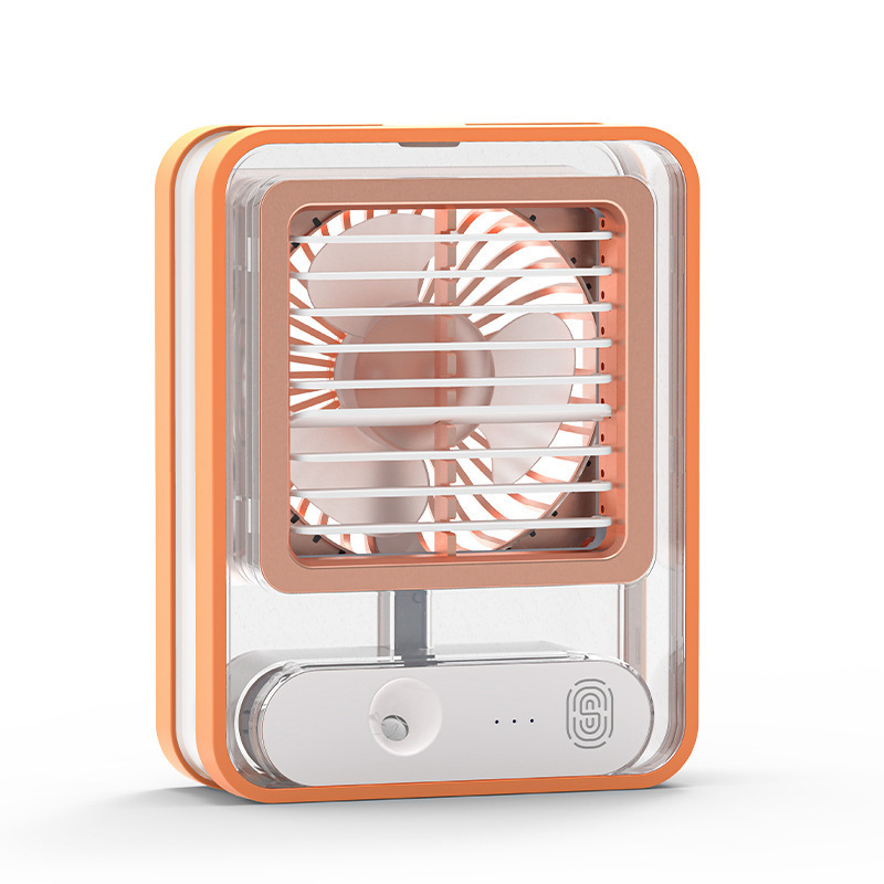 Mini ventilator za hlađenje sa sprejem, USB punjenje — prenosni ventilator s 3 lopaticama, bezčetkasti motor, 3 brzine, izmjenjiva baterija 800–1000 mAh, buka ispod 36 dB