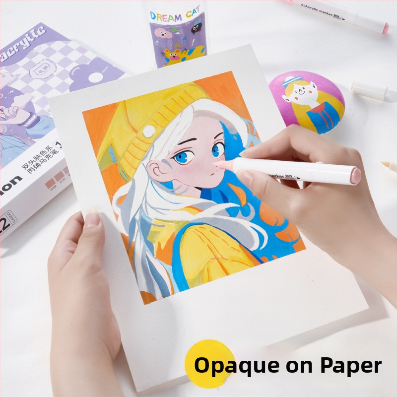 Dvostruki akrilni marker s mekanim i tvrdim vrhovima, vodotopno akrilno mastilo, Kimon Dream