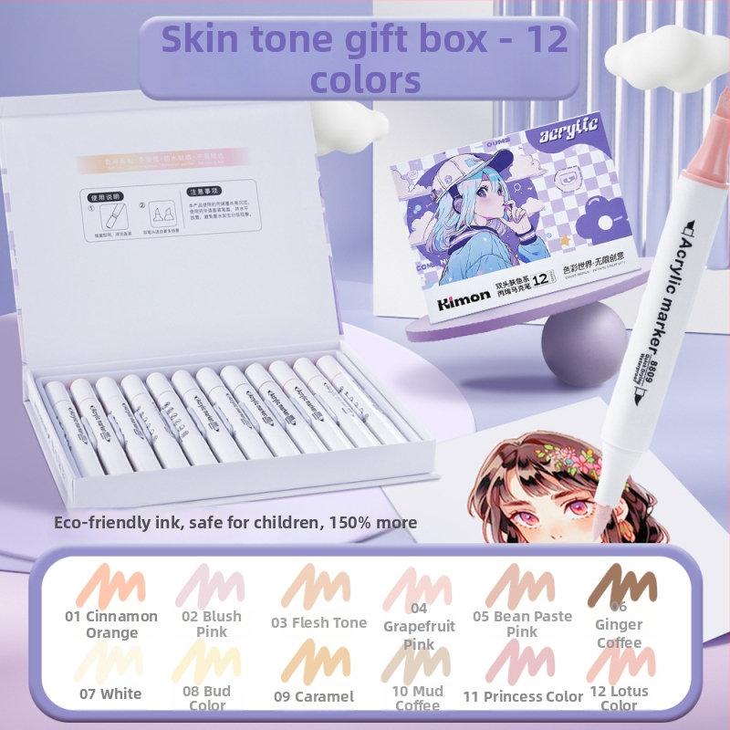 Dvostruki akrilni marker s mekanim i tvrdim vrhovima, vodotopno akrilno mastilo, Kimon Dream