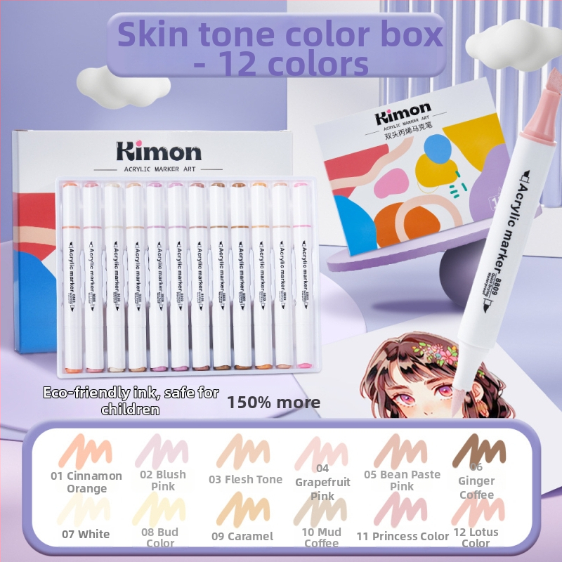 Dvostruki akrilni marker s mekanim i tvrdim vrhovima, vodotopno akrilno mastilo, Kimon Dream