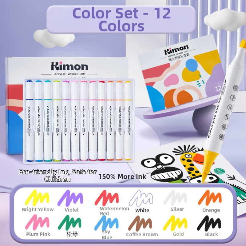 Dvostruki akrilni marker s mekanim i tvrdim vrhovima, vodotopno akrilno mastilo, Kimon Dream