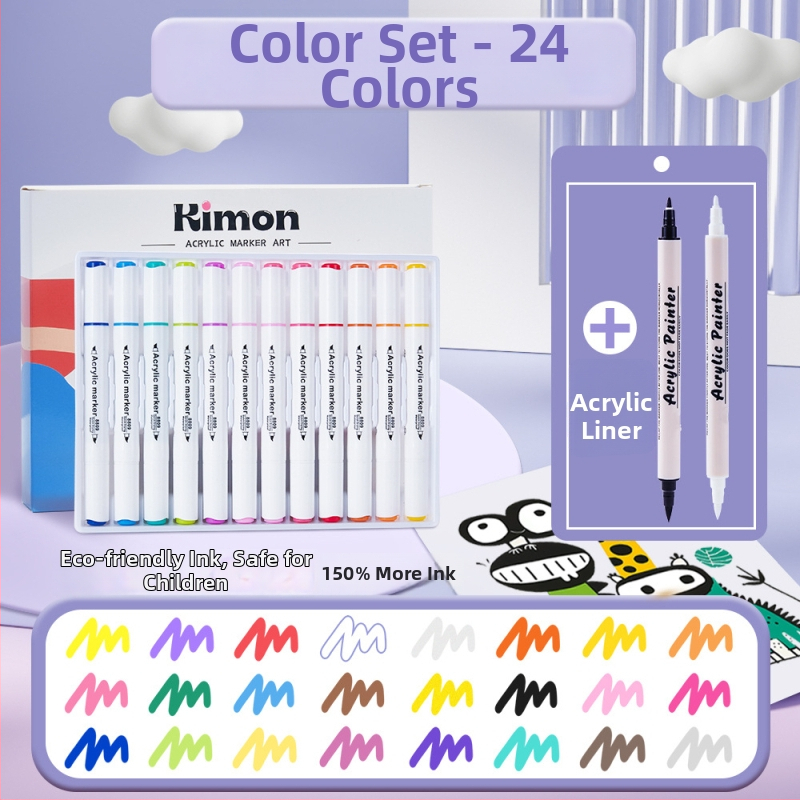 Dvostruki akrilni marker s mekanim i tvrdim vrhovima, vodotopno akrilno mastilo, Kimon Dream