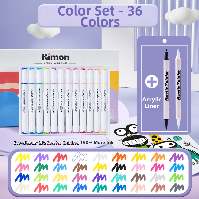 Dvostruki akrilni marker s mekanim i tvrdim vrhovima, vodotopno akrilno mastilo, Kimon Dream