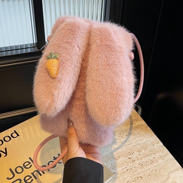 Pluš crossbody torba — vertikalnog kvadratnog oblika, unutarnja džep za telefon, poliester podstava, s jednim remenom, svjež i sladak stil