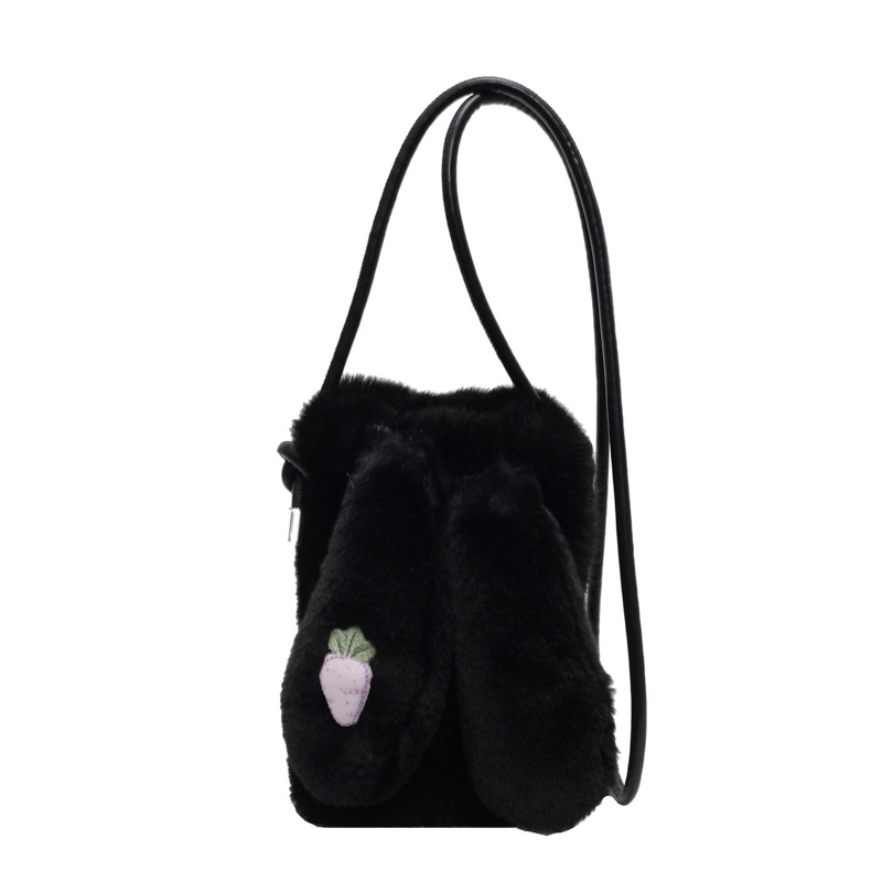 Pluš crossbody torba — vertikalnog kvadratnog oblika, unutarnja džep za telefon, poliester podstava, s jednim remenom, svjež i sladak stil