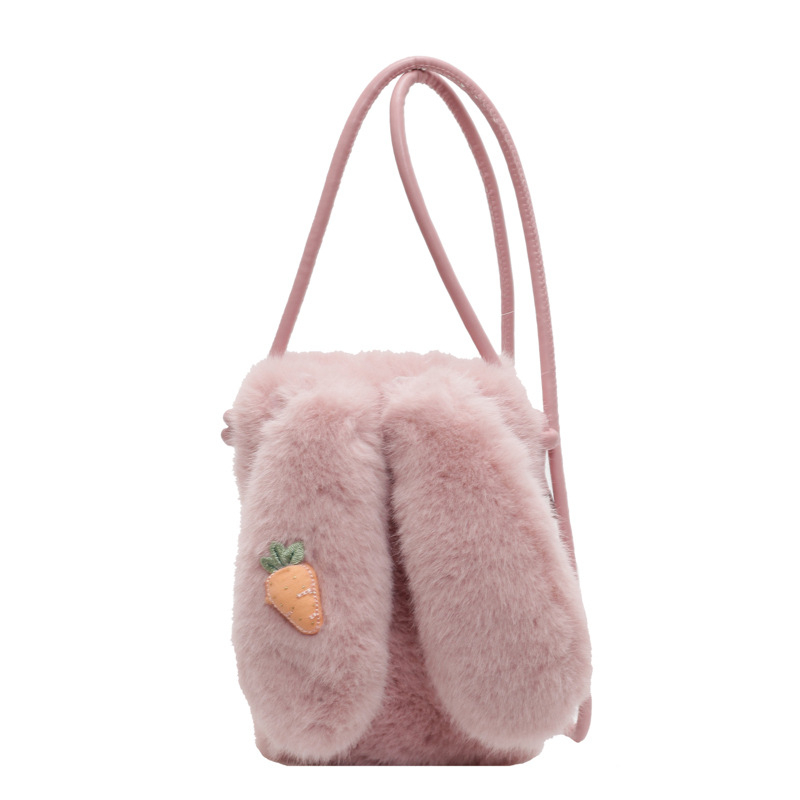Pluš crossbody torba — vertikalnog kvadratnog oblika, unutarnja džep za telefon, poliester podstava, s jednim remenom, svjež i sladak stil