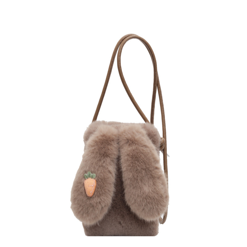 Pluš crossbody torba — vertikalnog kvadratnog oblika, unutarnja džep za telefon, poliester podstava, s jednim remenom, svjež i sladak stil