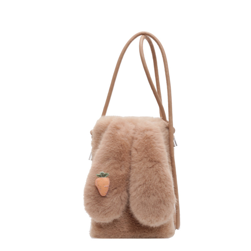 Pluš crossbody torba — vertikalnog kvadratnog oblika, unutarnja džep za telefon, poliester podstava, s jednim remenom, svjež i sladak stil