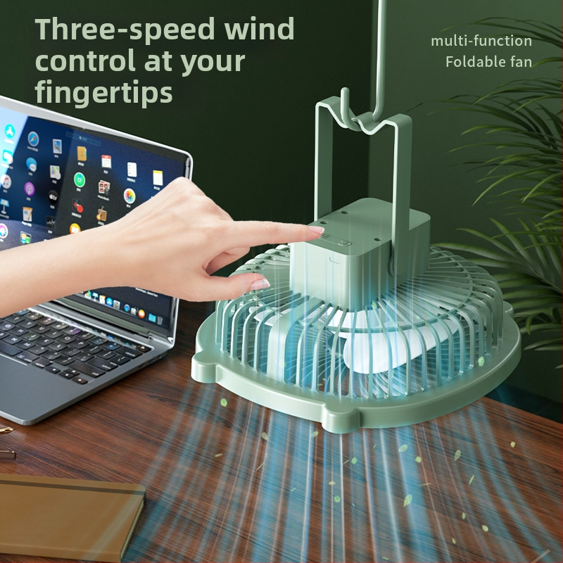 USB napajani stolni ventilator s ugrađenom baterijom, 3 lopatice, prenosni mini ventilator, 3 brzine, tiho 36-45 dB