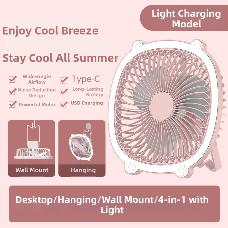 USB napajani stolni ventilator s ugrađenom baterijom, 3 lopatice, prenosni mini ventilator, 3 brzine, tiho 36-45 dB