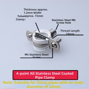 Nerezová oceľová spona na vodovodnú rúru s PVC drenážnym klipom, pevný držiak; nominálny priemer 75 mm, upevňovací priemer 75 mm