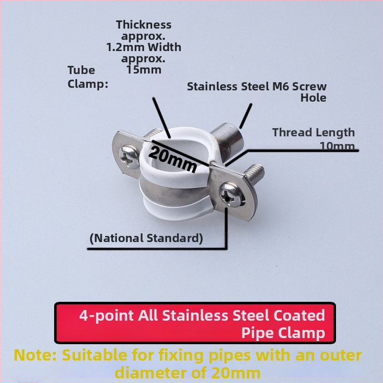 Nerezová oceľová spona na vodovodnú rúru s PVC drenážnym klipom, pevný držiak; nominálny priemer 75 mm, upevňovací priemer 75 mm