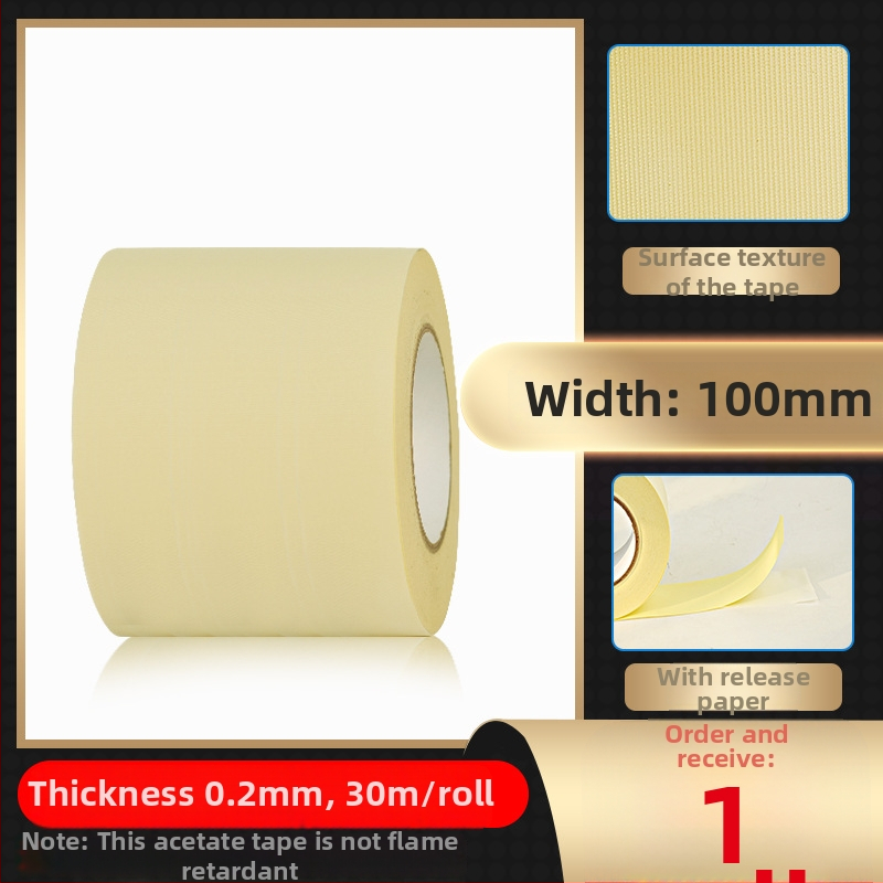 Biela páska z octovej kyseliny z textílie pre vysokotepelnú izoláciu na opravu LCD, s uvoľňovacím papierom; hrúbka 0.2 mm; teplotná odolnosť: dlhodobá 100°C, krátkodobá 180°C; substrát: tkanina acetát; jadro: papierová trubica; pôvod Dongguan