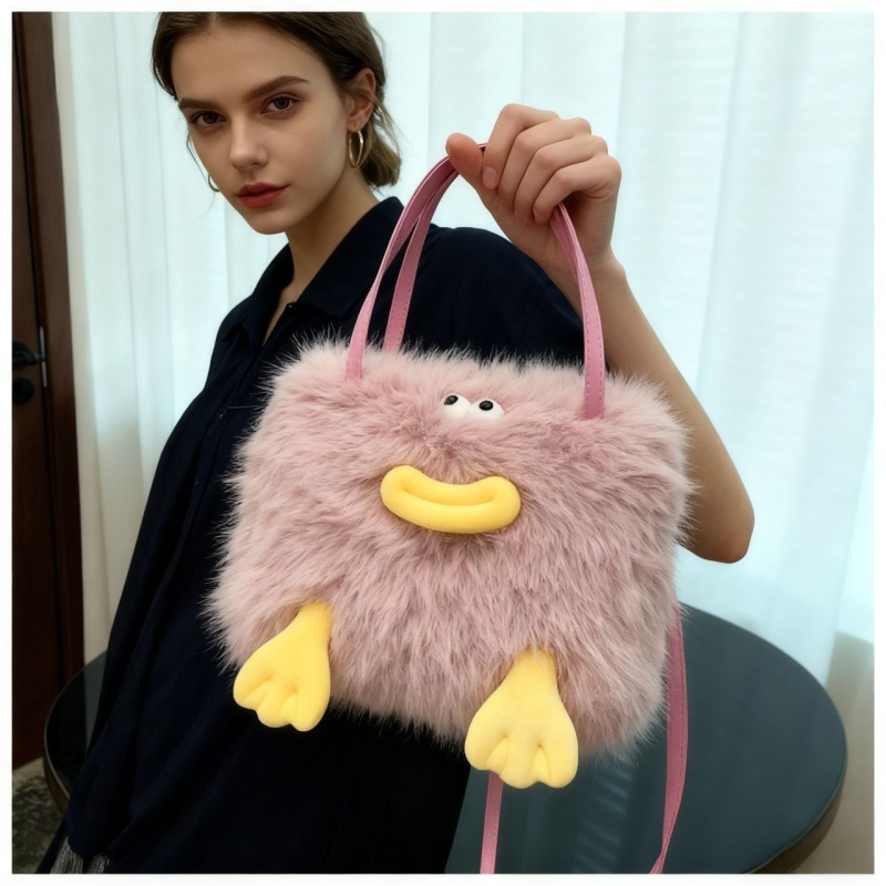 Pliš Crossbody torba, svjež sladak stil, vertikalni kvadratni oblik, magnetno zatvaranje, podstava od sintetičke kože