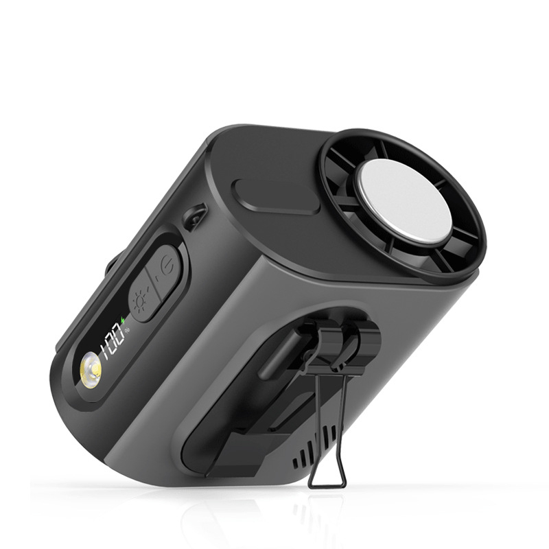 Ventilator za pojas s poluvodičkim hlađenjem, prenosiv motor bez četkica, ugrađena baterija, 5 lopatica, USB punjenje, digitalni prikaz